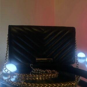 Aldo Black Crossbody Bag with Gold Chain